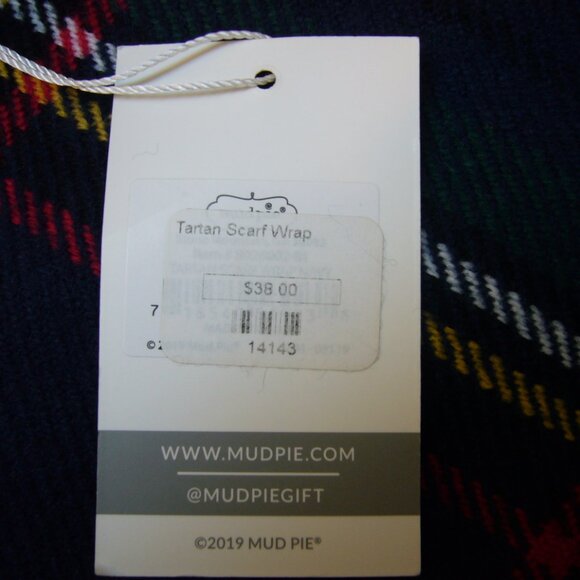 Mud Pie Tartan Plaid Scarf Wrap New - Picture 4 of 5